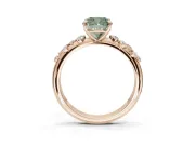 Cushion Cut Graduated Solitaire Engagement Ring Setting for a Fancy Green Lab-Grown Diamond | Rose Gold