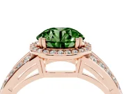 Round Halo Engagement Ring Setting for a Fancy Green Lab-Grown Diamond | Split Shank | Rose Gold