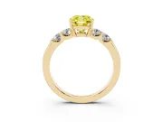 Fancy Yellow Cushion Cut Diamond Five-Stone Prong Set Engagement Ring Set in Yellow gold with Channel Band