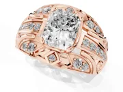 Radiant Cut Art Deco Graduated Pave Engagement Ring Setting | Split Shank | Rose Gold