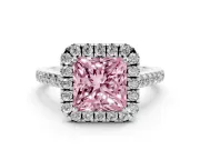 Princess Cut Raised Halo Engagement Ring Setting for a Fancy Pink Lab-Grown Diamond | White Gold