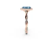 Emerald Cut Twist Halo Engagement Ring Setting for a Fancy Blue Lab-Grown Diamond | Rose Gold