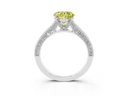 Heart-Shaped Hidden Halo Engagement Ring Setting for a Fancy Yellow Lab-Grown Diamond | Milgrain Pave | Sterling Silver