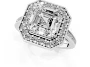 Asscher Cut Halo Engagement Ring Setting | Polished Halo Rim | White Gold
