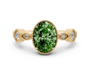 Oval Vintage Engagement Ring Setting for a Fancy Green Lab-Grown Diamond | Yellow Gold - Design NV-24637