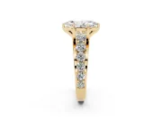 Marquise Graduated Side Stone Engagement Ring Setting | Shared Prong Rails | Yellow Gold