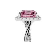Asscher Cut Twist Halo Engagement Ring Setting for a Fancy Pink Lab-Grown Diamond | Platinum