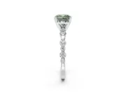 Cushion Cut Pavé Engagement Ring Setting for a Fancy Green Lab-Grown Diamond | Alternating Accents | White Gold