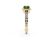 Cushion Cut Accented Halo Engagement Ring Setting for a Fancy Green Lab-Grown Diamond | Yellow Gold