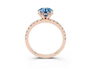 Round Hidden Halo Solitaire Engagement Ring Setting for a Fancy Blue Lab-Grown Diamond | Pave Band | Rose Gold