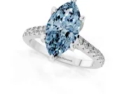 Marquise Hidden Halo Pave Engagement Ring Setting for a Fancy Blue Lab-Grown Diamond | Claw Prongs | Sterling Silver