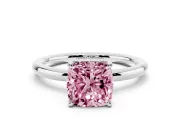 Cushion Cut Hidden Halo Ring Setting for a Fancy Pink Lab-Grown Diamond | White Gold
