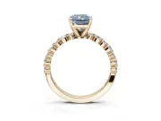 Radiant Cut Pavé Engagement Ring Setting for a Fancy Blue Lab-Grown Diamond | Alternating Accents | Yellow Gold
