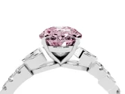 Oval Leaf Pavé Engagement Ring Setting for a Fancy Pink Lab-Grown Diamond | White Gold