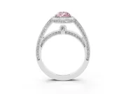 Fancy Pink Pear Cut Diamond Halo Pavé Split Shank Ring Set in Platinum with Prong Setting
