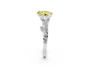 Pear-Shaped Leaf Pavé Engagement Ring Setting for a Fancy Yellow Lab-Grown Diamond | Sterling Silver