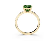 Princess Cut Pave Engagement Ring Setting for a Fancy Green Lab-Grown Diamond | Shared Prong Band | Yellow Gold