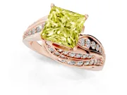 Fancy Yellow Princess Cut Diamond Solitaire Ring Set in Rose gold with Layered Twist Pavé Band