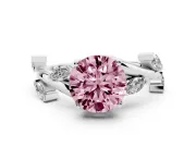 Round Twisted Vine Engagement Ring Setting for a Fancy Pink Lab-Grown Diamond | White Gold