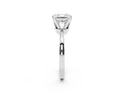 Asscher Cut Diamond Solitaire Engagement Ring Set in White gold with Slim Tapered Solitaire Band