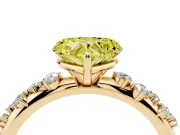 Fancy Yellow Heart Cut Diamond Cluster Solitaire Ring Set in Yellow gold with Prong Setting
