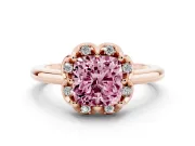Cushion Cut Petal Halo Engagement Ring Setting for a Fancy Pink Lab-Grown Diamond | Rose Gold