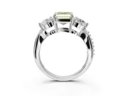 Asscher Cut Three Stone Engagement Ring Setting for a Fancy Yellow Lab-Grown Diamond | Tapered Pave Band | Platinum