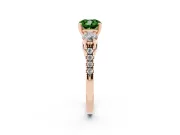 Cushion Cut Three-Stone Engagement Ring Setting for a Fancy Green Lab-Grown Diamond | Rose Gold