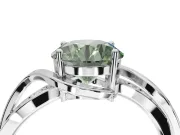 Round Bypass Solitaire Engagement Ring Setting for a Fancy Green Lab-Grown Diamond | Pavé and Plain Strands | Platinum