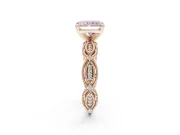 Radiant Cut Vintage Milgrain Engagement Ring Setting for a Fancy Pink Lab-Grown Diamond | Graduated Stations | Rose Gold