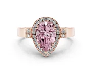 Pear-Shaped Halo Engagement Ring Setting for a Fancy Pink Lab-Grown Diamond | Pavé Panel Shoulders | Rose Gold