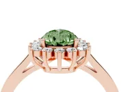 Pear-Shaped Scalloped Halo Engagement Ring Setting for a Fancy Green Lab-Grown Diamond | Rose Gold