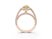 Fancy Yellow Marquise Cut Diamond Halo Pavé Split Shank Ring Set in Rose gold with Prong Setting