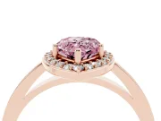 Pear-Shaped Thin Halo Engagement Ring Setting for a Fancy Pink Lab-Grown Diamond | Slim Plain Band | Rose Gold