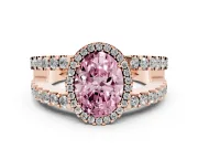 Oval Halo Split Shank Engagement Ring Setting for a Fancy Pink Lab-Grown Diamond | Rose Gold