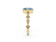 Oval Milgrain Bezel Engagement Ring Setting for a Fancy Blue Lab-Grown Diamond | Yellow Gold
