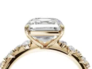 Asscher Cut Solitaire Engagement Ring Setting | Graduated Scattered Accents | Yellow Gold