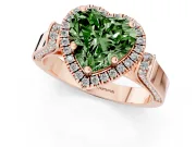 Heart-Shaped Halo Engagement Ring Setting for a Fancy Green Lab-Grown Diamond | Pointed Pave Shoulders | Rose Gold