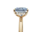 Radiant Cut Hidden Halo Ring Setting for a Fancy Blue Lab-Grown Diamond | Yellow Gold