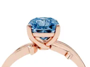 Fancy Blue Radiant Cut Diamond Pavé Twist Band Solitaire Ring Set in Rose gold with Prong Setting