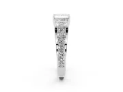 Princess Cut Graduated Side Stone Engagement Ring Setting | Shared Prong Rails | White Gold