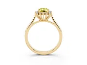 Fancy Yellow Emerald Cut Diamond Halo Ring Set in Yellow gold with Plain Solitaire Band and Prong Setting