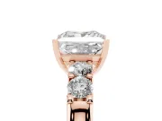 Princess Cut Five Stone Engagement Ring Setting | Prong-Set Side Stones | Rose Gold