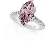 Marquise Hidden Halo Pave Engagement Ring Setting for a Fancy Pink Lab-Grown Diamond | Claw Prongs | Sterling Silver