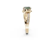 Round Bypass Solitaire Engagement Ring Setting for a Fancy Green Lab-Grown Diamond | Pavé Strands | Yellow Gold