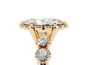 Marquise Floral Engagement Ring Setting | Petal Frame and Side Stones | Yellow Gold