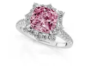 Cushion Cut Halo Engagement Ring Setting for a Fancy Pink Lab-Grown Diamond | Sterling Silver - Design NV-24700