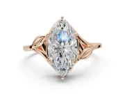 Marquise Leaf Bypass Solitaire Engagement Ring Setting | Polished Band | Rose Gold