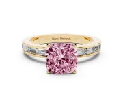 Cushion Cut Channel Set Engagement Ring Setting for a Fancy Pink Lab-Grown Diamond | Yellow Gold