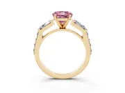 Round Channel Set Baguette Engagement Ring Setting for a Fancy Pink Lab-Grown Diamond | Yellow Gold